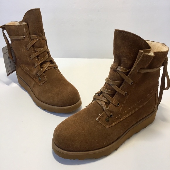 BEARPAW Suede Lace-up Wool Blend Snow wedged boots - Picture 2 of 16